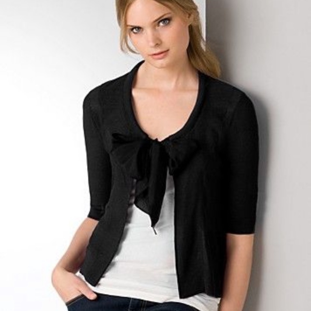 DKNY black tussah shrug cardigan 100 percent silk